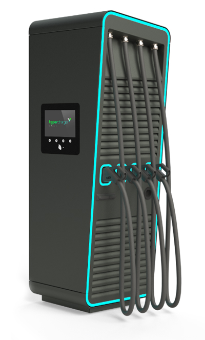 All-in-One EV charging solution - open faced All-in-One max capacity EV charging solution unit with an open panel