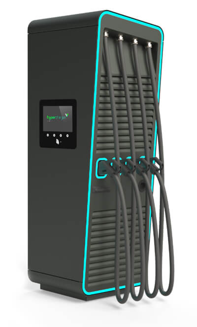All-in-One EV charging solution - open faced All-in-One max capacity EV charging solution unit with an open panel