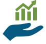 hand holding a graph icon