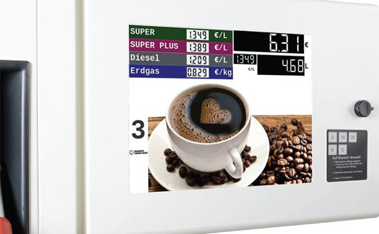 Customisable cabinets and towers Applause Screen on a Sk700-II CNG Dispenser