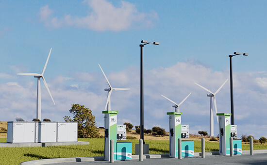 Hydrogen fuel dispenser on a forecourt