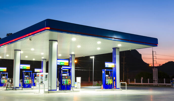 A fuel stations at night 