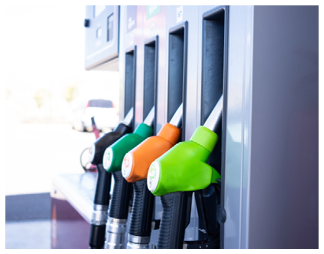 Detail of fuel pumps in european gas station