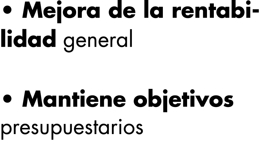   Mejora de la rentabilidad general   Mantiene objetivos presupuestarios 