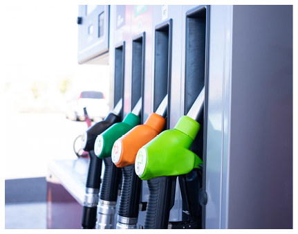 Detail of fuel pumps in european gas station