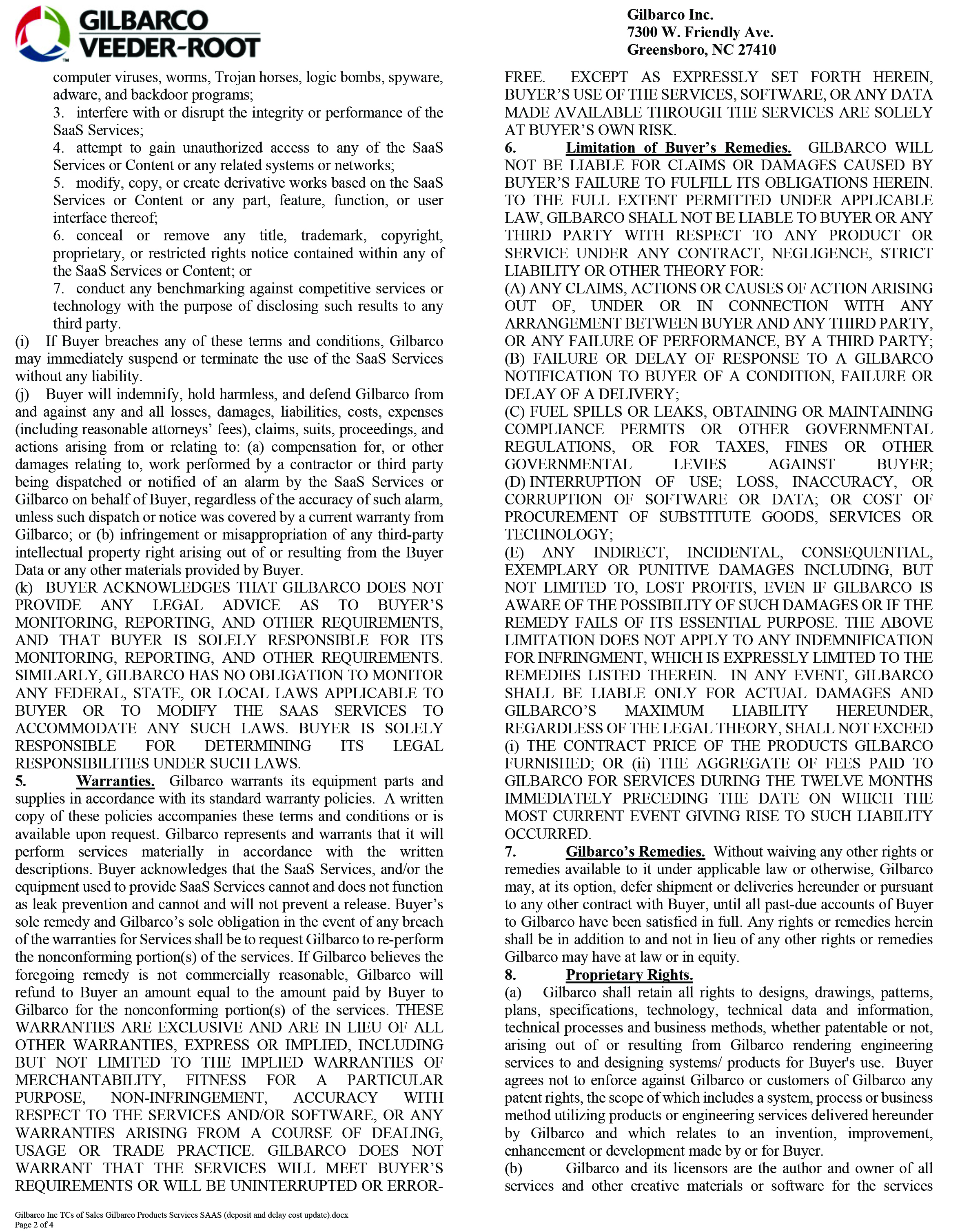 Gilbarco Terms and Conditions - Page 2