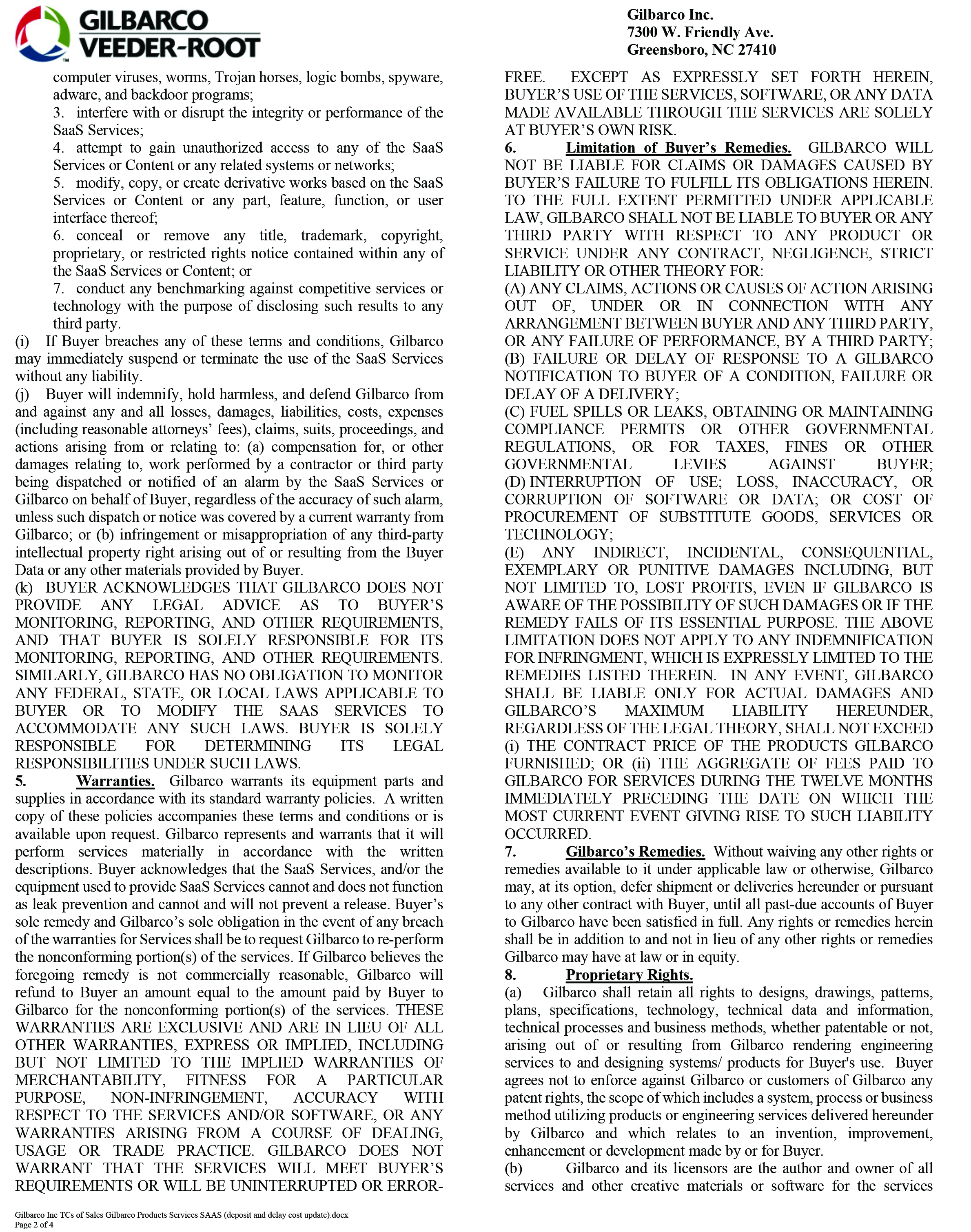 Gilbarco Terms and Conditions - Page 2